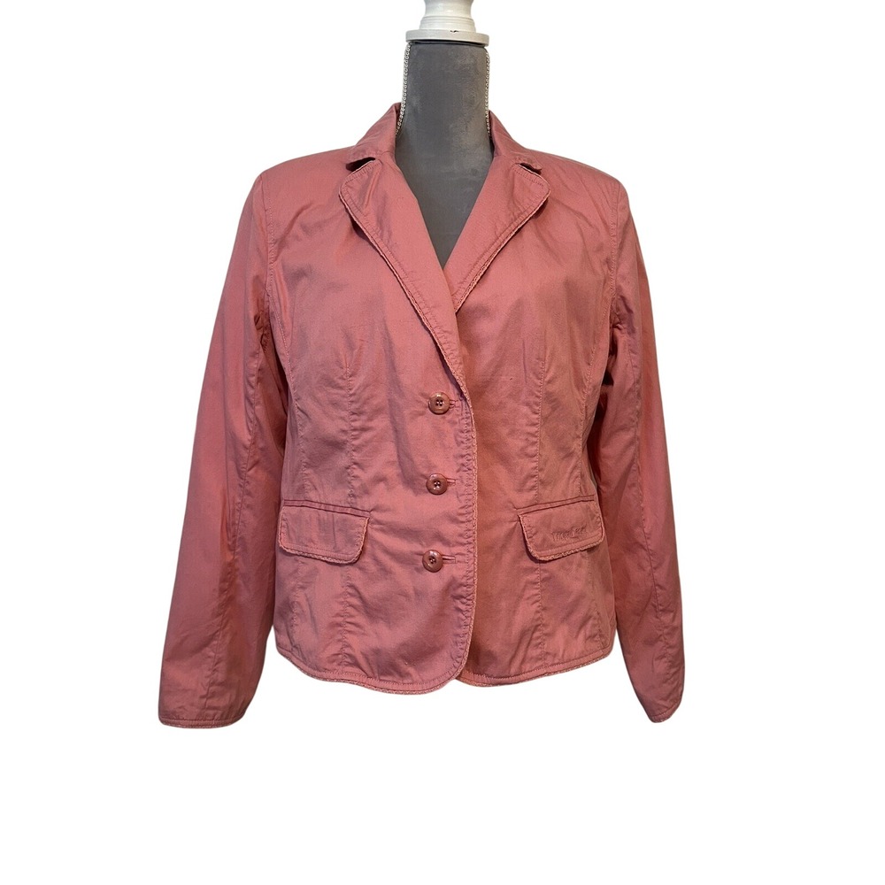 VTG Longaberger Pink Cropped Cotton Jacket Shabby Chic Spring Gilmore Girls Sz L
